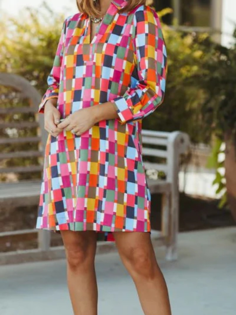 NWT Michelle McDowell brand Charlee Dress in the "Check Me Out" multicolor_XL